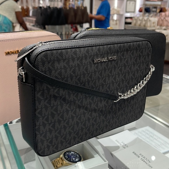 Michael Kors Jet Set Item Large East West Zip Crossbody Black Signature - Picture 14 of 17